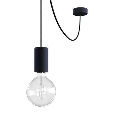Creative Cables Eiva - suspension extérieure avec fixation plafond en silicone - Ø 12,5 x 514,5 cm - IP65 - noir charbon
