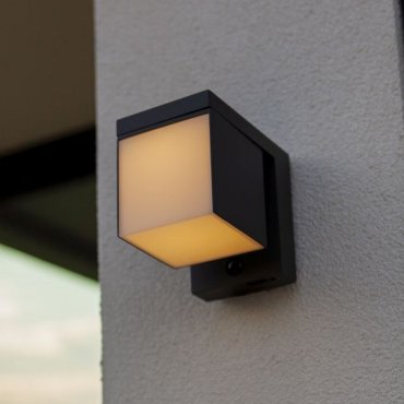 Lutec Prima - Applique d'extérieur solaire avec détecteur - 10 x 13,5 x 16 cm - 9,5W LED inclus - IP44 - gris foncé