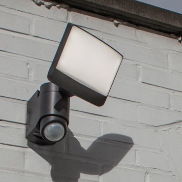 Lutec Sunshine - applique extérieure avec détecteur - 20 x 18 x 24 cm - 16,5W LED inclus - IP44 - gris foncé