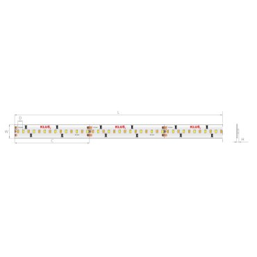 KLUS Bande LED - 1,0 cm de large, 500 cm de long - 24Vdc - dimmable - 14,4W LED par mètre - 252 LEDs par mètre - IP20 - 2700-5000K
