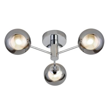 Searchlight Oscar - plafonnier - Ø 40 x 14 cm - chrome et verre fumé