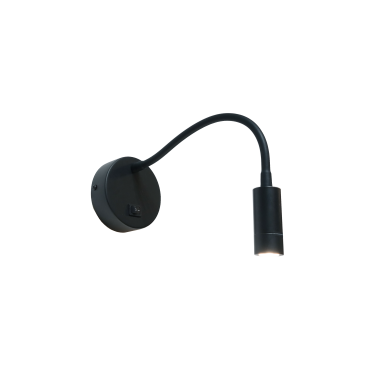 Artdelight Flexi - applique murale avec interrupteur - Ø 10 x 38 cm - 3W LED inclus - noir