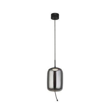 Searchlight Lisbon - lampe suspendue - Ø 18 x 150 cm - 6W LED inclus - noir et verre fumé