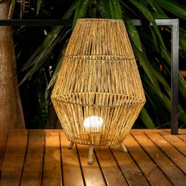 New Garden Sisine - lampadaire avec source lumineuse rechargeable et télécommande - Ø 48 x 72 cm - 9W LED dimmable inclus - IP54 - marron
