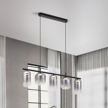 Nova Luce Aelia - lampe suspendue - 95 x 145 x 14 cm - 19W LED inclus - noir mat et gris fumé