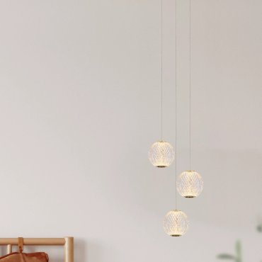 Lucide Cintra - lampe suspendue - 11 x 25 x 150 cm - 3 x 4,7W LED inclus - transparent et doré