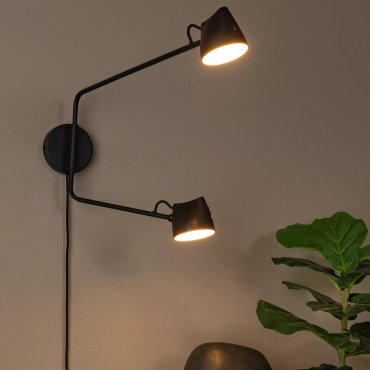 Lucide Milne - applique murale - 35 x 8 x 54 cm - 2 x 8W LED inclus - noir