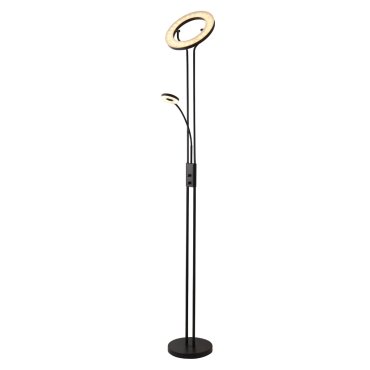 Searchlight Mother &amp; Child - lampadaire avec liseuse - Ø28 x 193 cm - 25,5W + 5W LED dimmable inclus - noir mat