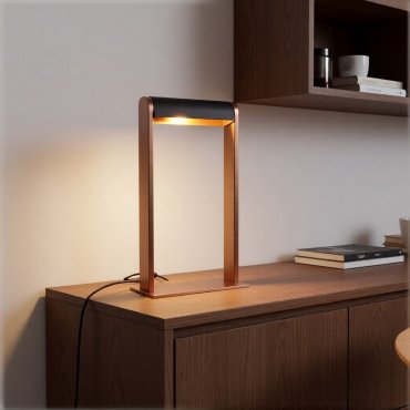 MODÈLE D’EXPOSITION - Lucide Loras - lampe à poser - 18 x 9 x 32,5 cm - 3 niveaux de gradation - café et noir