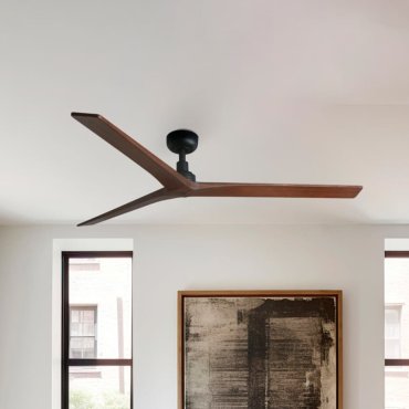 Faro Klim L - ventilateur de plafond - Ø 150 cm - noir mat et noyer foncé