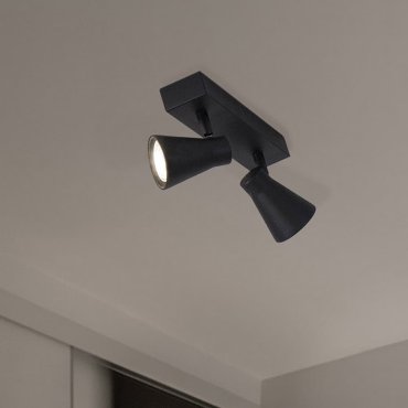 Nova Luce Dublin - spot en saillie 2L - 24,5 x 5,5 x 15 cm - noir sable