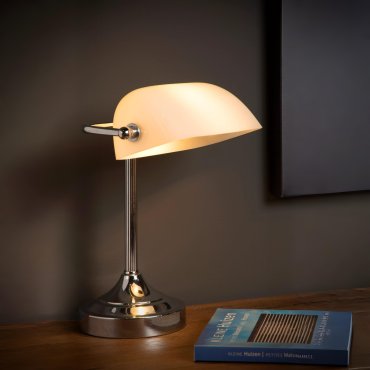 Lucide Banker - lampe de bureau - 22 x 13,5 x 30 cm - chrome, blanc