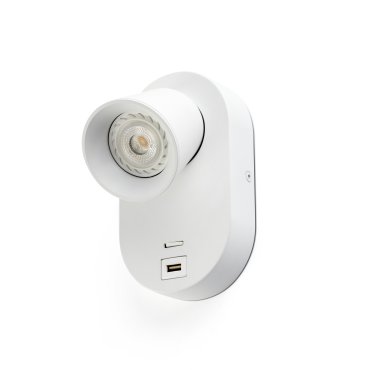 Faro Corb - applique murale avec interrupteur et chargeur USB - 10 x 11,5 x 17 cm - blanc mat