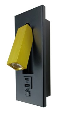 Artdelight Adam - lampe murale avec port USB - 19,2 x 7,2 x 7 cm - 3W - noir/doré