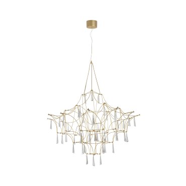 Nova Luce Goro - lampe suspendue - Ø 80 x 160 cm - 20W LED inclus - or et transparent