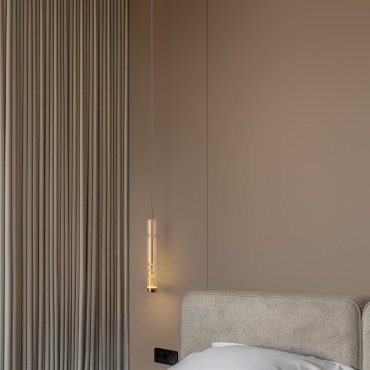 Nova Luce Bento - lampe suspendue - Ø 8 x 180 cm - 12W LED inclus - laiton doré et verre cognac
