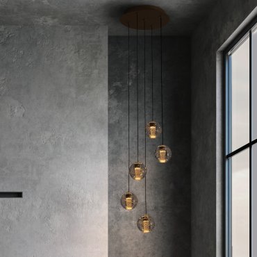 Nova Luce Licio - lampe suspendue - Ø 31 x 150 cm - 16W dimmable LED inclus - or