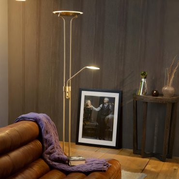 Lucide Champion - lampadaire - Ø 25,4 x 180 cm - 20W + 4W dimmable LED inclus - chrome mat