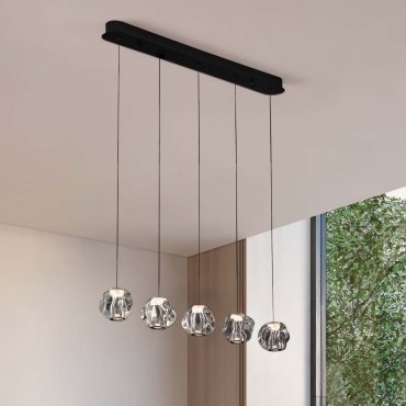 Nova Luce Ifos - lampe suspendue - 10 x 150 x 84 cm - 25W dimmable LED inclus - noir sablé et métal chromé