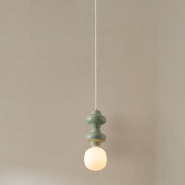 Nova Luce Clio - lampe suspendue - Ø 18 x 215 cm - vert, blanc et verre opale
