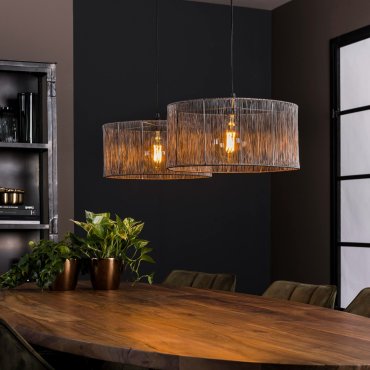 Vico Stringshade - lampe suspendue - 120 x 45 x 150 cm - nickel noir