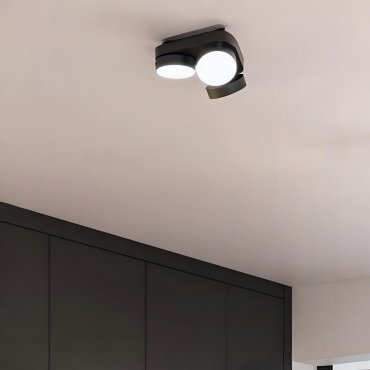 Lutec Stanos - spot en saillie - éclairage intelligent - Lutec Connect - Ø10 x 5,5 cm - 6,8W LED inclus - fonction de gradation via app - 2700K-6500K - noir