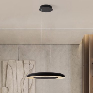 Nova Luce Epos - lampe suspendue - Ø 60 x 145 cm - 38W dimmable LED inclus - noir sablé et blanc