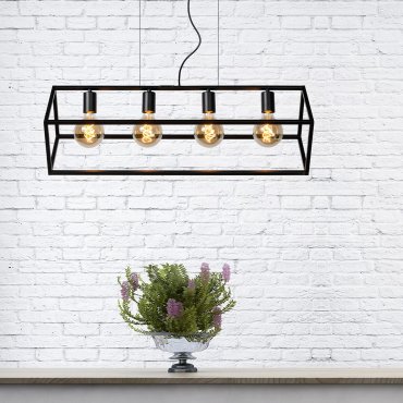 Lucide Fabian - lampe suspendue - 80 x 28 x 161 cm - noir