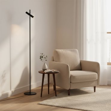 Lucide Philon - Lampe de lecture - Ø 23 x 140 cm - 4,5W LED dimmable inclus - noir