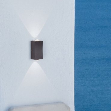 Nova Luce Dewei - applique murale extérieure - 5 x 9 x 4 cm - 2x 2W LED inclus - IP54 - anthracite foncé