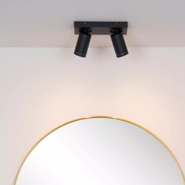 Lucide Taylor - spot en saillie 2L - 24 x 10 x 12,5 cm - 2 x 5W LED dimmable inclus - dim to warm - IP44 - noir