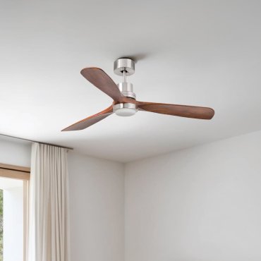 Faro Lantau L - ventilateur de plafond avec lumière - Ø 132 cm - nickel mat et noyer
