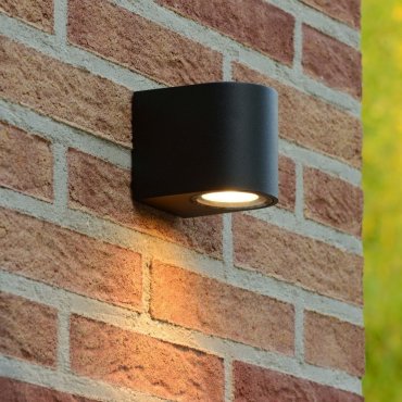 Lucide Zora Round 1 - applique murale extérieure - 6,5 x 9 x 8 cm - 5W LED dimmable inclus - IP44 - noir