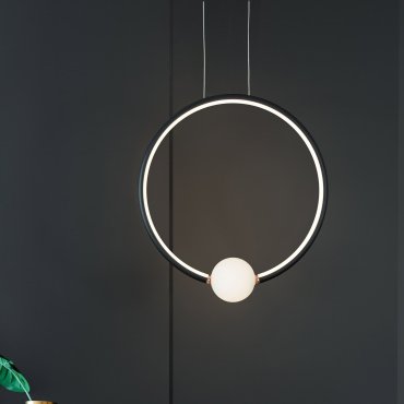 Nova Luce Celia - lampe suspendue avec télécommande - 43 x 10 x 120 cm - 25,6W LED dimmable inclus - noir et opale