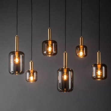 Lucide Joanet - Lampe suspendue 6L - 130 x 30 x 190 cm - Fumé