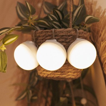 New Garden Cherry Mini - sources lumineuses portables rechargeables avec télécommande - Ø 6,5 x 6 cm - 3 x 3,5W LED inclus - IP54 - blanc