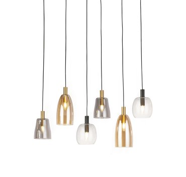 Searchlight Divine - lampe suspendue - 95 x 140 cm - noir mat et verre coloré
