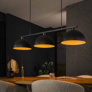 Vico Semicircular Cap-Ribbed - lampe suspendue - 120 x 30 x 150 cm - noir