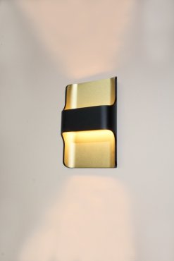 Artdelight Dallas - applique murale - 16 x 7,8 x 24 cm - 2 x 8W LED dimmable inclus - IP65 - noir et or mat