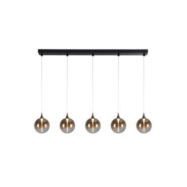 Searchlight Alchemy - lampe suspendue - 120 x 150 cm - 19W LED dimmable inclus - noir, or et ambre