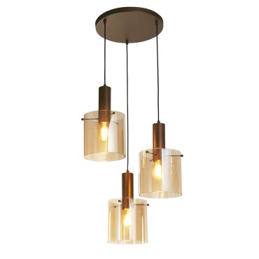Searchlight Sweden - lampe suspendue - Ø 47 x 150 cm - moka et ambre