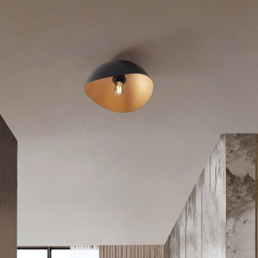 Nova Luce Opsi - plafonnier - Ø 30 x 15 cm - noir sablé et or