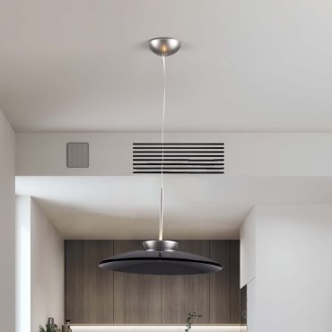Nova Luce Esti - lampe suspendue - Ø 50 x 240 cm - 21W dimmable LED inclus - nickel brossé et verre fumé