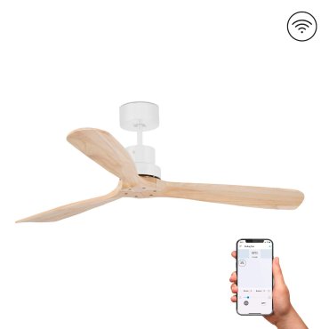 Faro Lantau L - ventilateur de plafond - Ø 132cm - inclus télécommande - ventilateur intelligent - bois clair et blanc