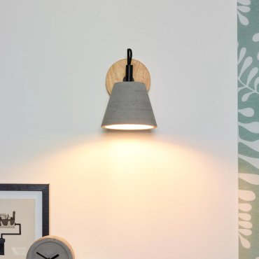 Lucide Possio - applique murale - 15 x 21 x 18 cm - taupe, bois