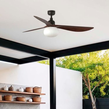 Faro Outwood L - ventilateur de plafond avec lumière - Ø 150 cm - IP44 - marron foncé et noyer foncé
