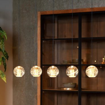 Lucide Dilenko 5L - suspension - 84 x 10 x 150 cm - 5 x 3,5W LED dimmables incluses - laiton