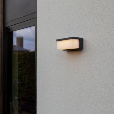 Lutec Zelna - applique extérieure hybride - 19,3 x 8,5 x 9,6 cm - 9W LED inclus - IP44 - gris foncé