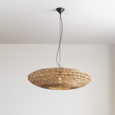 Nova Luce Bola - lampe suspendue - Ø 81,5 x 200 cm - naturel et noir