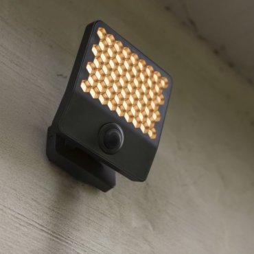 Lutec Atlantis - projecteur avec détecteur - 22,2 x 20,1 x 12,4 cm - 24W LED incluse - 4000K - IP54 - gris foncé